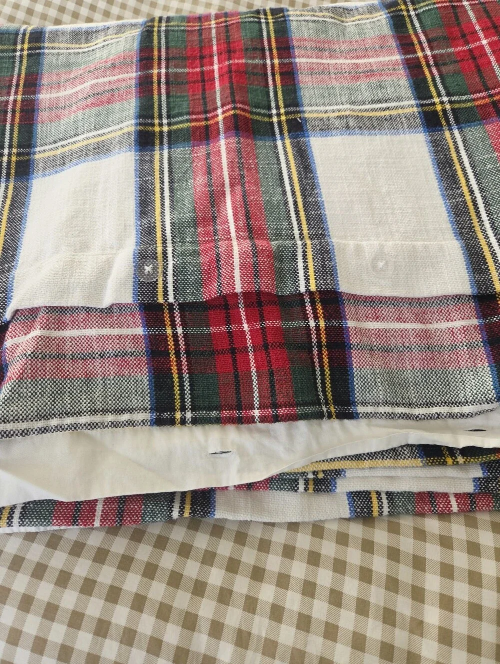Pottery Barn Cal King Stewart Plaid 100% Cotton Duvet Cover And 2 Shams